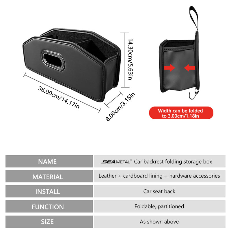 SEAMETAL Car Seat Back Storage Box, Car Tissue Box, Water Cup Holder, Trash Can