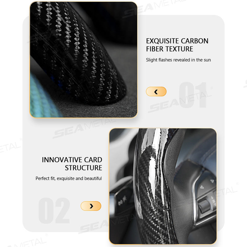 SEAMETAL Carbon Fiber Car Steering Wheel Cover Anti Slip Steering Wheel Protector Cover Durable Wear-resistant