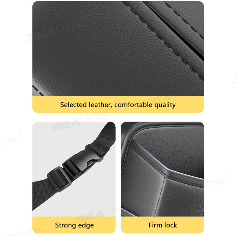 SEAMETAL Car Seat Side Storage Bag PU Leather Hanging Auto Seat Organizer Tissue Bag Water Cup Holder