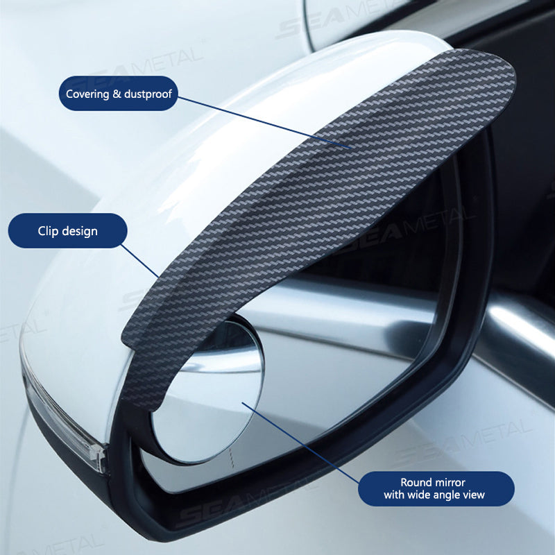 SEAMETAL Car Rearview Mirror Rain Eyebrow Reversing Mirror Rainproof 360 Degree Adjustable Mirror With Clip Desigh