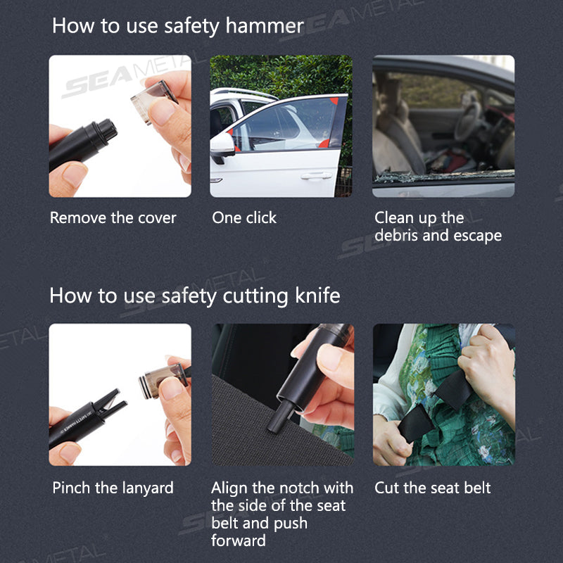 SEAMETAL Aluminum Alloy Car Window Breaker One Second Car Safety Hammer