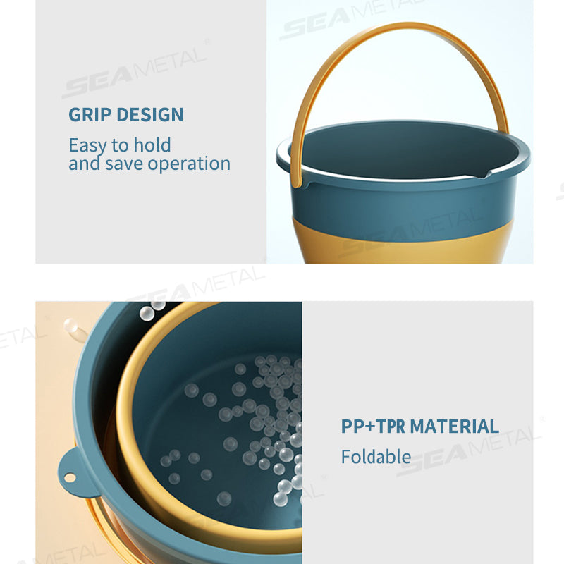 SEAMETAL 5/10L Portable Folding Bucket Thickened Silicone Fishing Camping Bucket