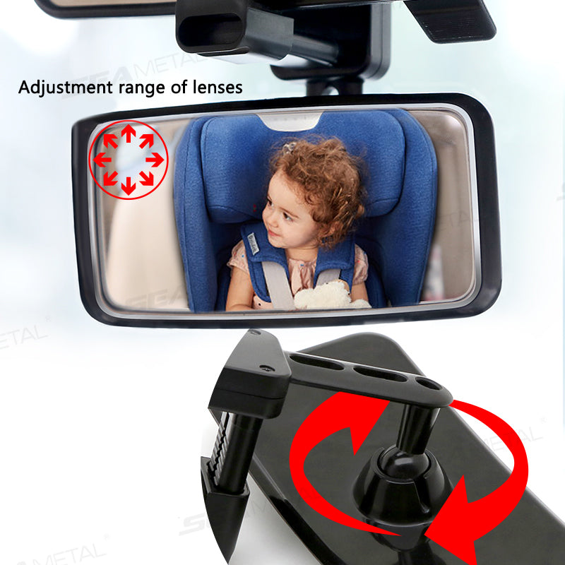 SEAMETAL 360° Rotates Adjustable Car Interior Rear View Mirror Mount Clip Auto Back Seat Auxiliary Mirror