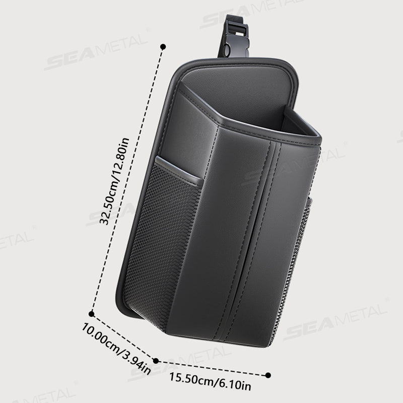 SEAMETAL Car Seat Side Storage Bag PU Leather Hanging Auto Seat Organizer Tissue Bag Water Cup Holder