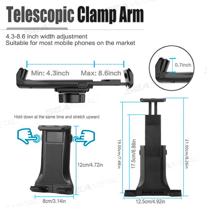 SEAMETAL Car Tablet Holder Stand Adjustable For IPad Mount Support Smartphone