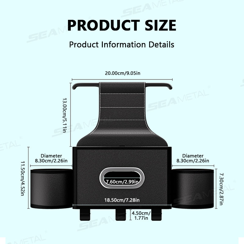 SEAMETAL Car Seat Back Storage Box Multifunctional Cup Holders Phone Stand Tissue Box