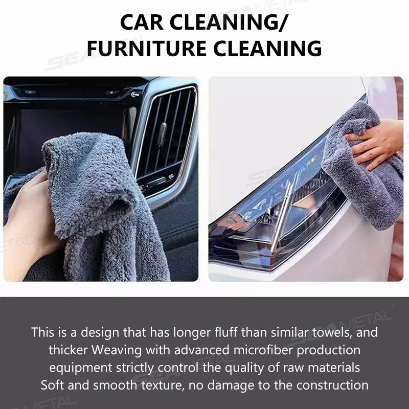 SEAMETAL 500GSM Car Wash Towel Cleaning Cloth Rag Thickened Coral Fleece Microfiber Towel Car Detailing Care Tools