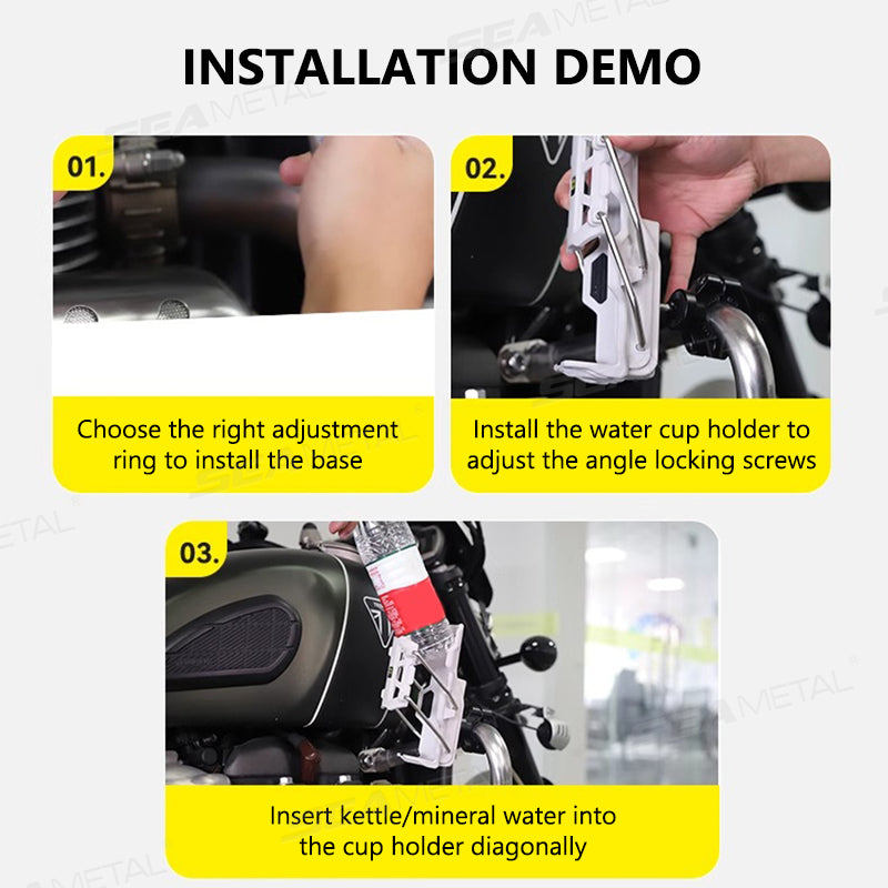 SEAMETAL Universal Bike Motorcycle Water Bottle Holder Adjustable Handlebar Cup Cage For MTB Road Cycling ADV Motorcycle Durable