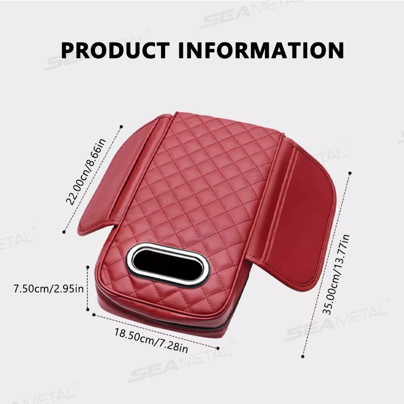SEAMETAL Universal Car Armrest Console Pad with Tissue Holder Elbow Rest Cushion
