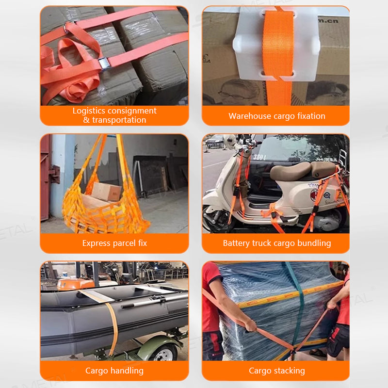 SEAMETAL 3/4/6m Car Cargo Lashing Straps with Buckle Tie-Down Belt Tow Rope Strong Ratchet Fixing Belt for Motorcycle Bicycle