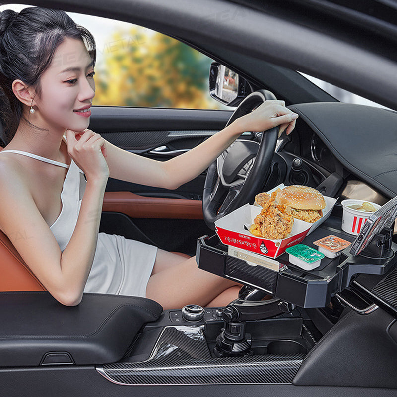 SEAMETAL Car Food Tray Portable Car Dining Table with Mobile Phone Holder
