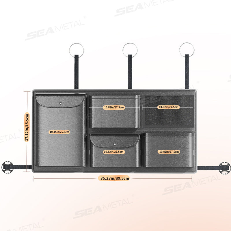 SEAMETAL Universal Car Trunk Organizer Large Capacity Leather Rear Seat Storage Cargo Rack Removable Seat Back Hanging Organizer