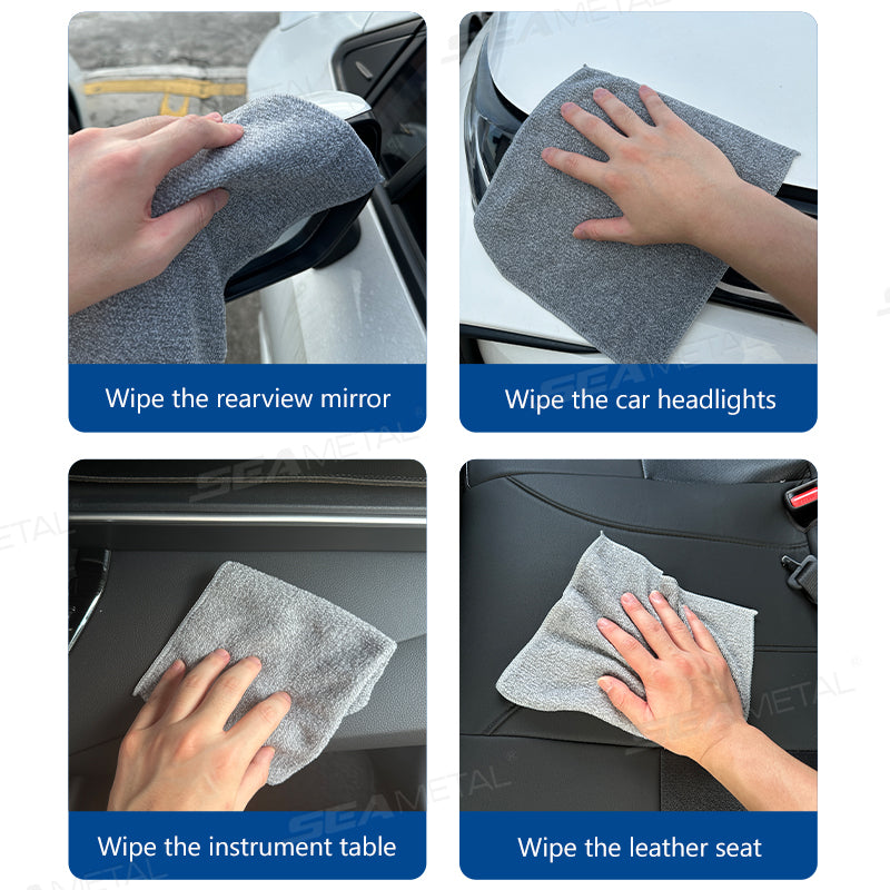 SEAMETAL Thickened Bamboo Charcoal Cleaning Towel Lint Free Super Absorbent Microfiber Cleaning Cloths for Car Window Household