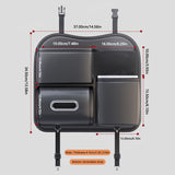 SEAMETAL PU Leather Car Seat Back Organizer Large Capacity Storage Bag