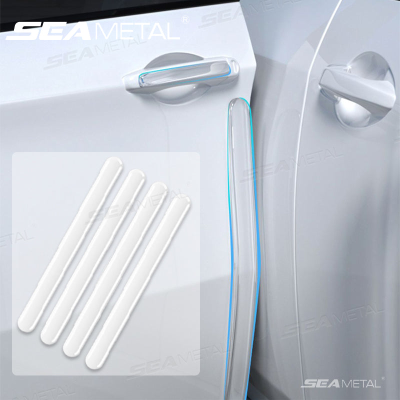 SEAMETAL 4Pcs Extended Car Door Bumper Strip Transparent Car Body Protector Sticker