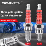SEAMETAL Racing Spark Plug 3 Triple Electrode A7TC D8TC Fits for GY6 CG 50 70 110 125 150CC Motorcycle Atv Scooter