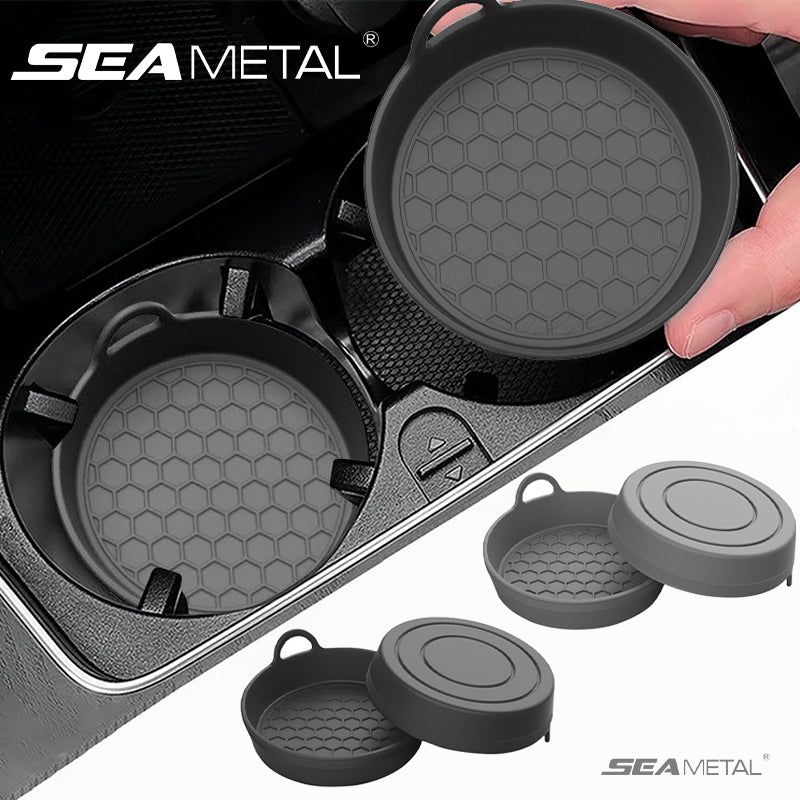 SEAMETAL 2Pcs Car Coaster Water Cup Holder Silicone Non-slip Drink Cup Mat Waterproof And Heat Insulation Car Cup Mat