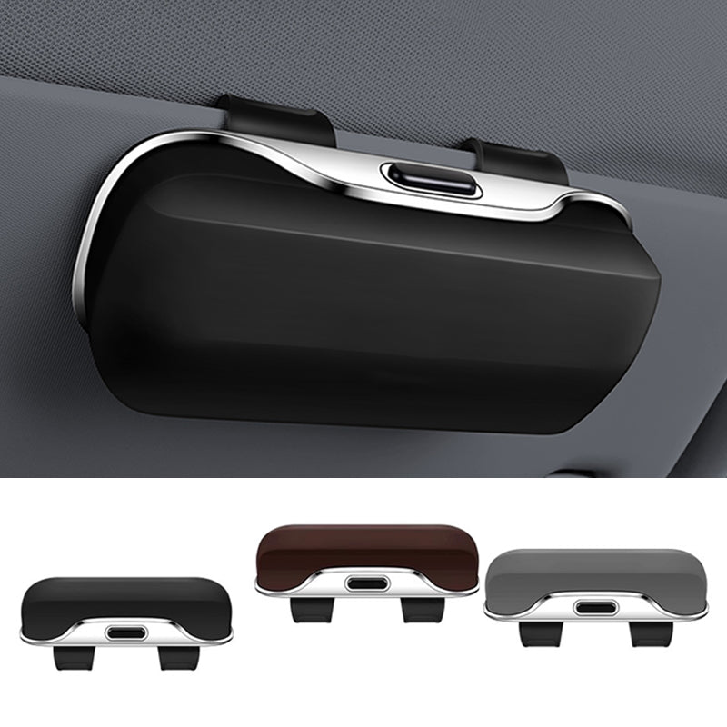 SEAMETAL Car Glasses Box Portable Press Switch Sunglasses Holder Driving Glasses Case Car Sun Visor Lenses Storage Box