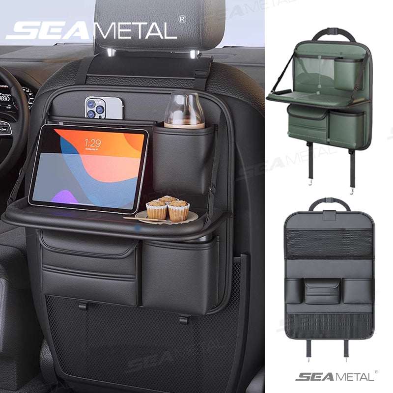 SEAMETAL Car Back Seat Table Storage Bag Folding Table Trash Can