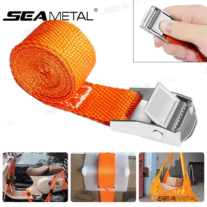 SEAMETAL 3/4/6m Car Cargo Lashing Straps with Buckle Tie-Down Belt Tow Rope Strong Ratchet Fixing Belt for Motorcycle Bicycle