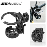 SEAMETAL Foldable Turntable Motorcycle Cup Holder CNC Metal Anti-Vibration Water Cup Bracket Kettle Holder Modified Accessories