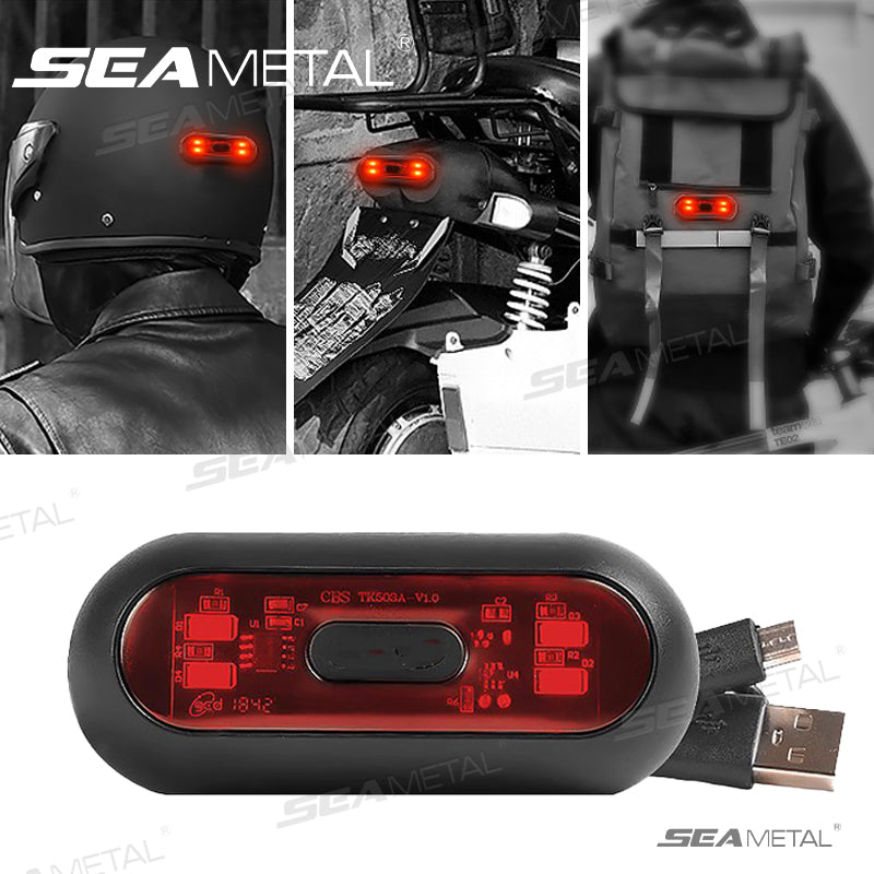 SEAMETAL Motorcycle Helmet Brake Light USB Rechargeable LED Helmet Tail Lights