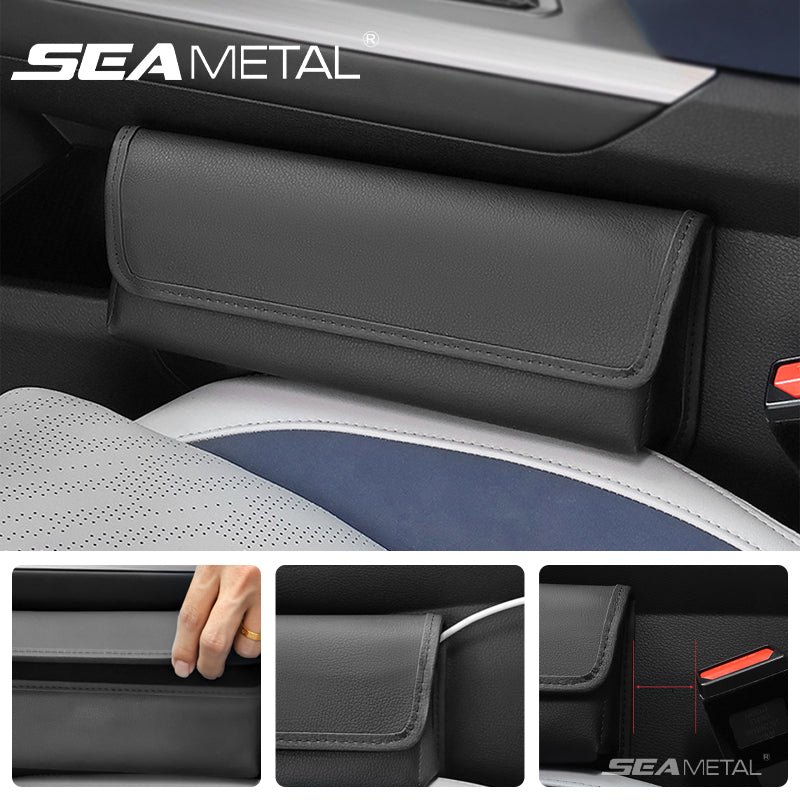 SEAMETAL Car Seat Storage Bag Leather Seat Gap Storage Pocket Slit Side Filler Box Car Interior Crevice Organizer Box