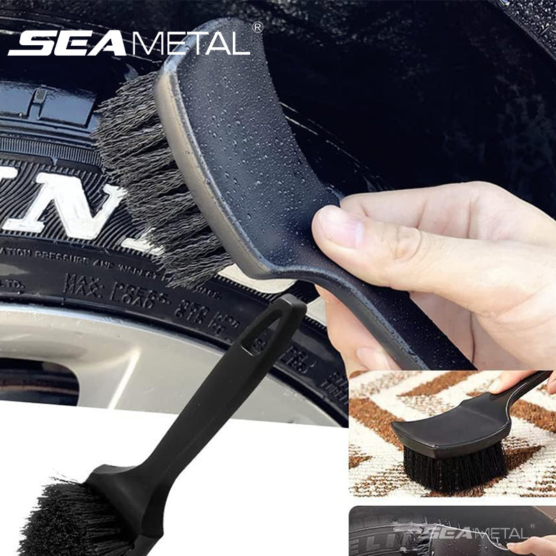 SEAMETAL Car Wheel Cleaning Brush Long Handle Bristle Brush Anti-slip Suspended Design