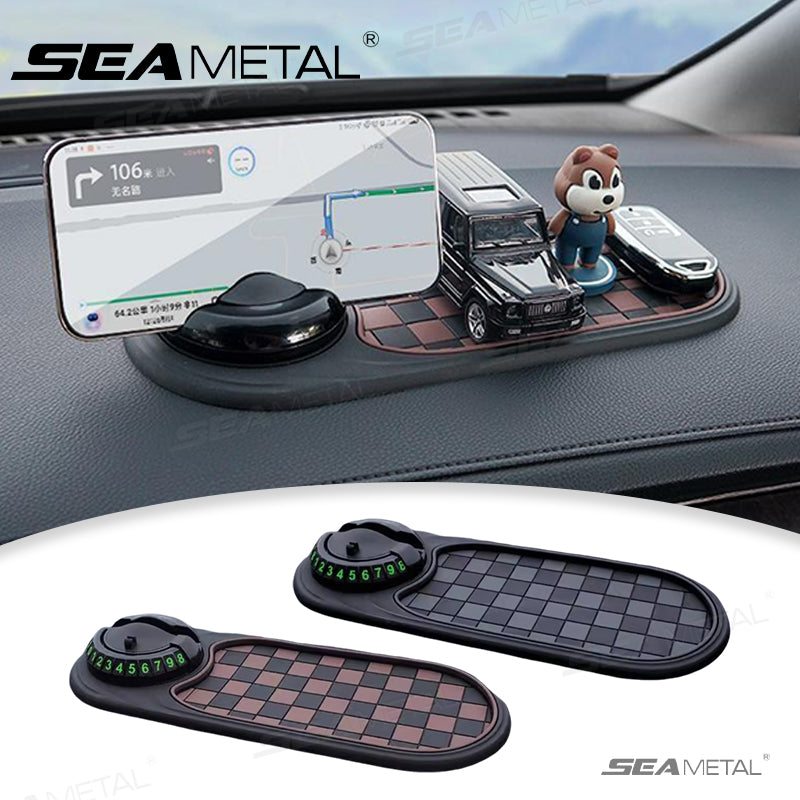 Car Anti-Slip Mat, 360° Rotatable Multifunctional Car Dashboard Mobile Phone Holder with Temporary Parking Number,