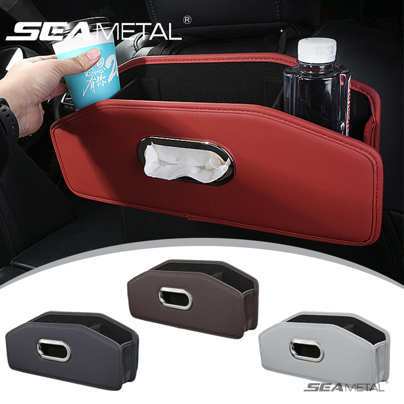 SEAMETAL Car Seat Back Storage Box, Car Tissue Box, Water Cup Holder, Trash Can