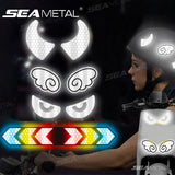 SEAMETAL Reflective Stickers Motorcycle Helmet Decal Arrows Eyes Wings Devil Horns Waterproof Night Warning Sign Exterior Parts