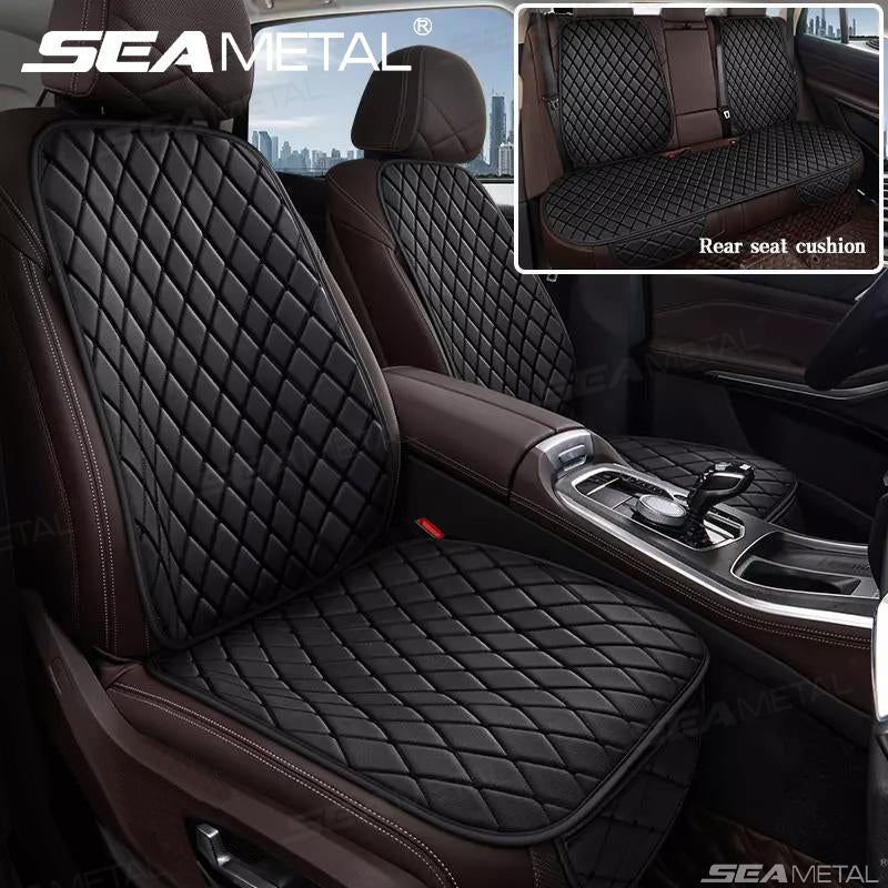 SEAMETAL Leather Car Seat Covers Anti-Slip Breathable Front/Rear Seat Protector Cushion