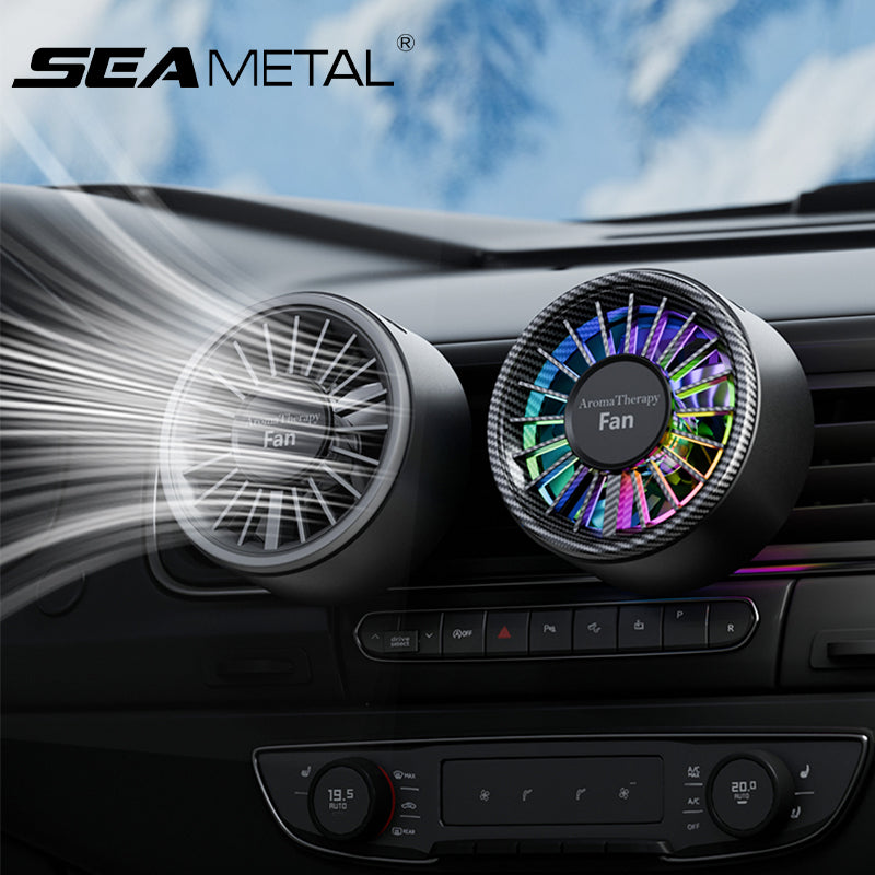SEAMETAL Car Aromatherapy Fan Car Air Outlet Fragrance Freshener 360° Adjustable USB Cooling Fan