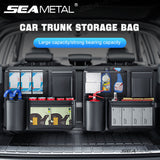 SEAMETAL Durable Black Fabric Car Trunk Organizer with Seat Back Storage