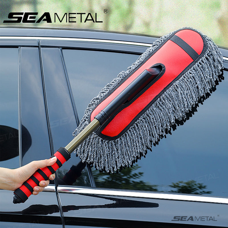 SEAMETAL Microfiber Car Wash Mop Retractable Handle Dust Remover Wax Brush