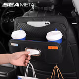 SEAMETAL Car Storage Bag Large Capacity Car Tissue Box Water Cup Holder With Hooks