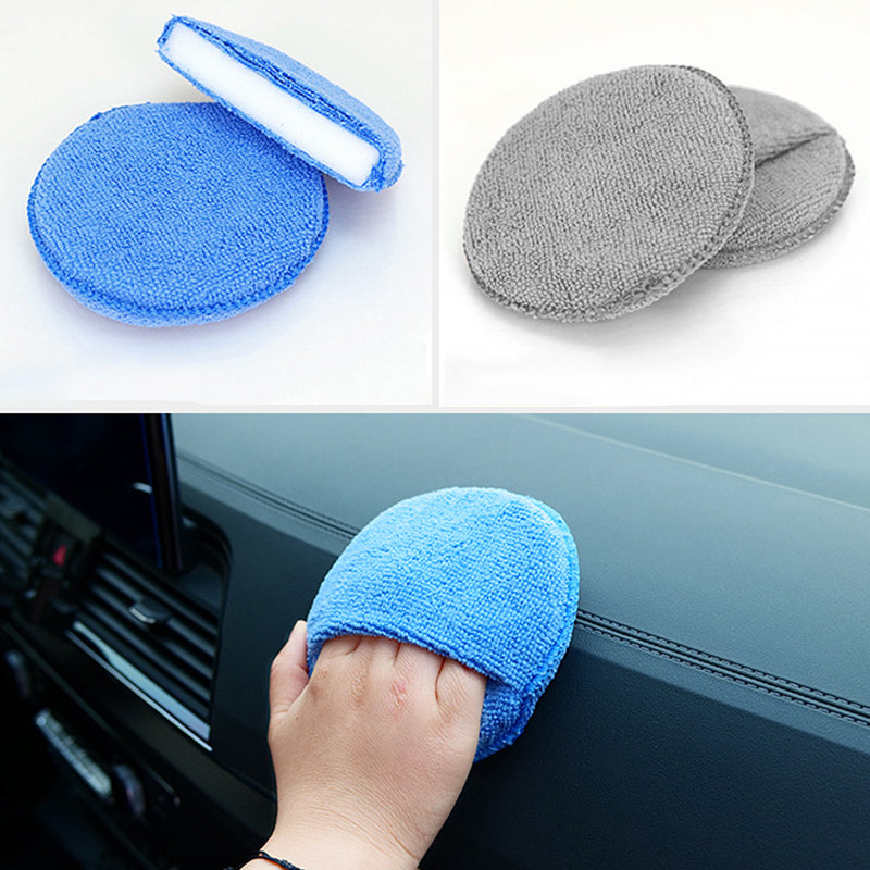 5Pcs Car Waxing Polish Sponges 5 Inch Car Detailing Wax Applicator Pads Round Pocket Microfiber Foam Sponges Car Cleaning Tools