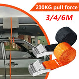 SEAMETAL 3/4/6m Car Cargo Lashing Straps with Buckle Tie-Down Belt Tow Rope Strong Ratchet Fixing Belt for Motorcycle Bicycle