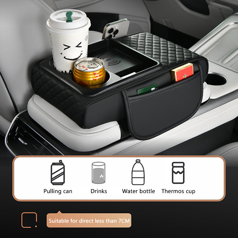 SEAMETAL Car Arm Rest Cushion Thicken High-Density Sponge Center Console Armrest Box Cover Wireless Charging