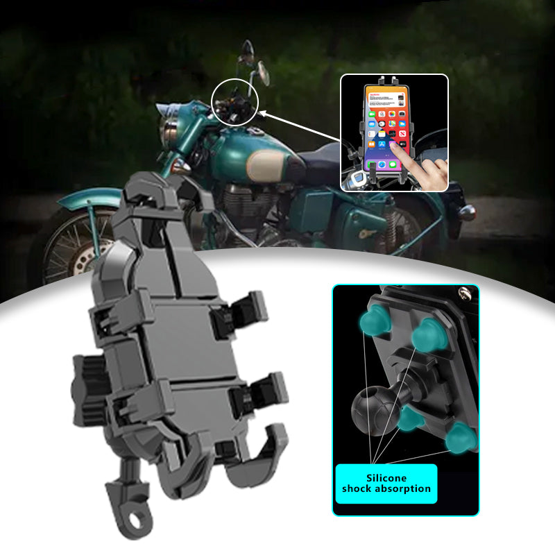 SEAMETAL Motorcycle Phone Holder with Shock Absorber Bicycle Handlebar Rearview Mirror Mount