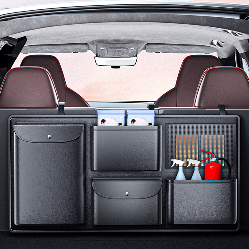 SEAMETAL Universal Car Trunk Organizer Large Capacity Leather Rear Seat Storage Cargo Rack Removable Seat Back Hanging Organizer