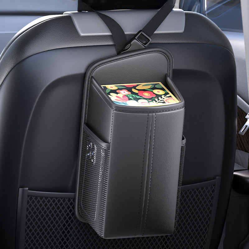 SEAMETAL Car Seat Side Storage Bag PU Leather Hanging Auto Seat Organizer Tissue Bag Water Cup Holder