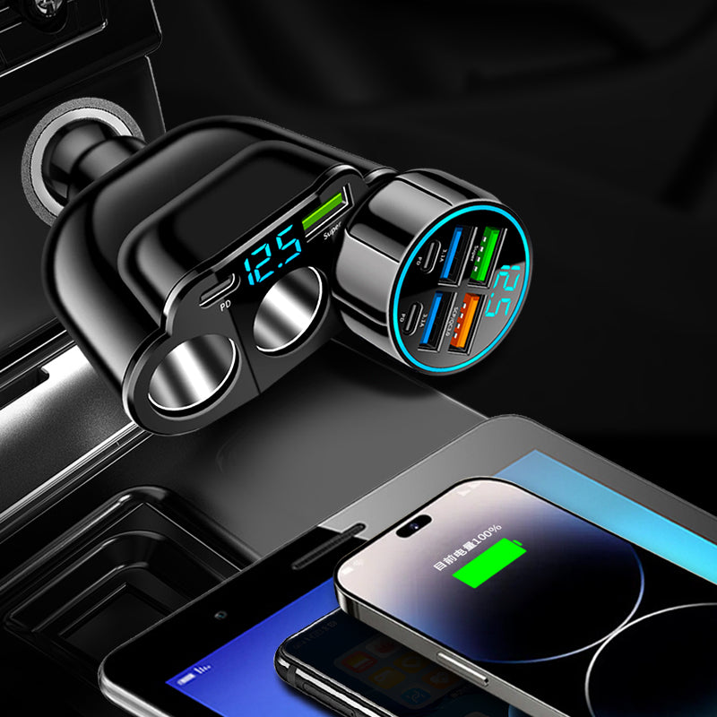 SEAMETAL 5 In 1 66W PD Car Cigarette Lighter Adapter Super Fast Charging Phone Charger