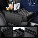 SEAMETAL 5 In 1 Car Armrest Cover Center Console Organizer Tissue Box Cup Holder
