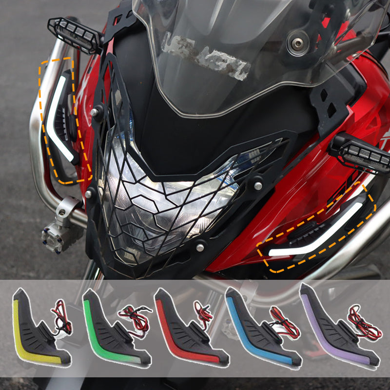 SEAMETAL 2Pcs Motorcycle Winglets Motorcycle Front Side Spoiler Aerodynamic Wing set Universal Fixed Wind Wing Decoration with LED Dynamic Light