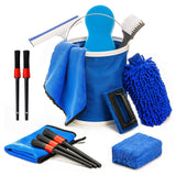 SEAMETAL 13pcs Car Cleaning Brush Set Car Detail Cleaning Gloves with Towel Sponge