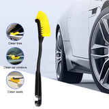 SEAMETAL Car Wheel Brush Long Handle Tire Rim Wheel Hub Cleaning Brush