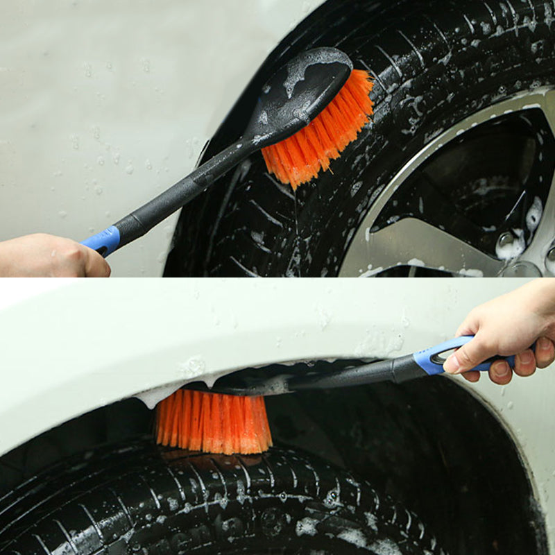 SEAMETAL Car Tyre Rim Cleaning Brush Non-slip Long-handle Brush Car / Bike Wheel Hub Cleaning Washing Tools