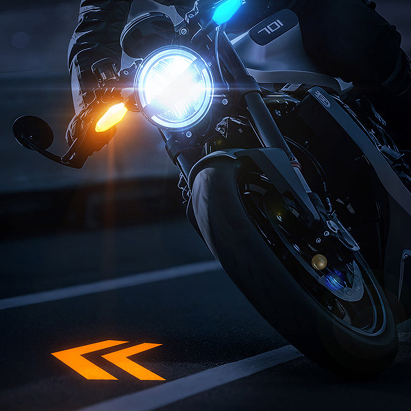 SEAMETAL Motorcycle LED Turn Signal Lamp Projection Sequential Flowing Flash Lights