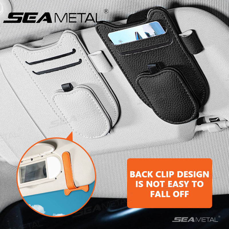 SEAMETAL Car Glasses Clip Card Holder Auto Sun Visor Organizer